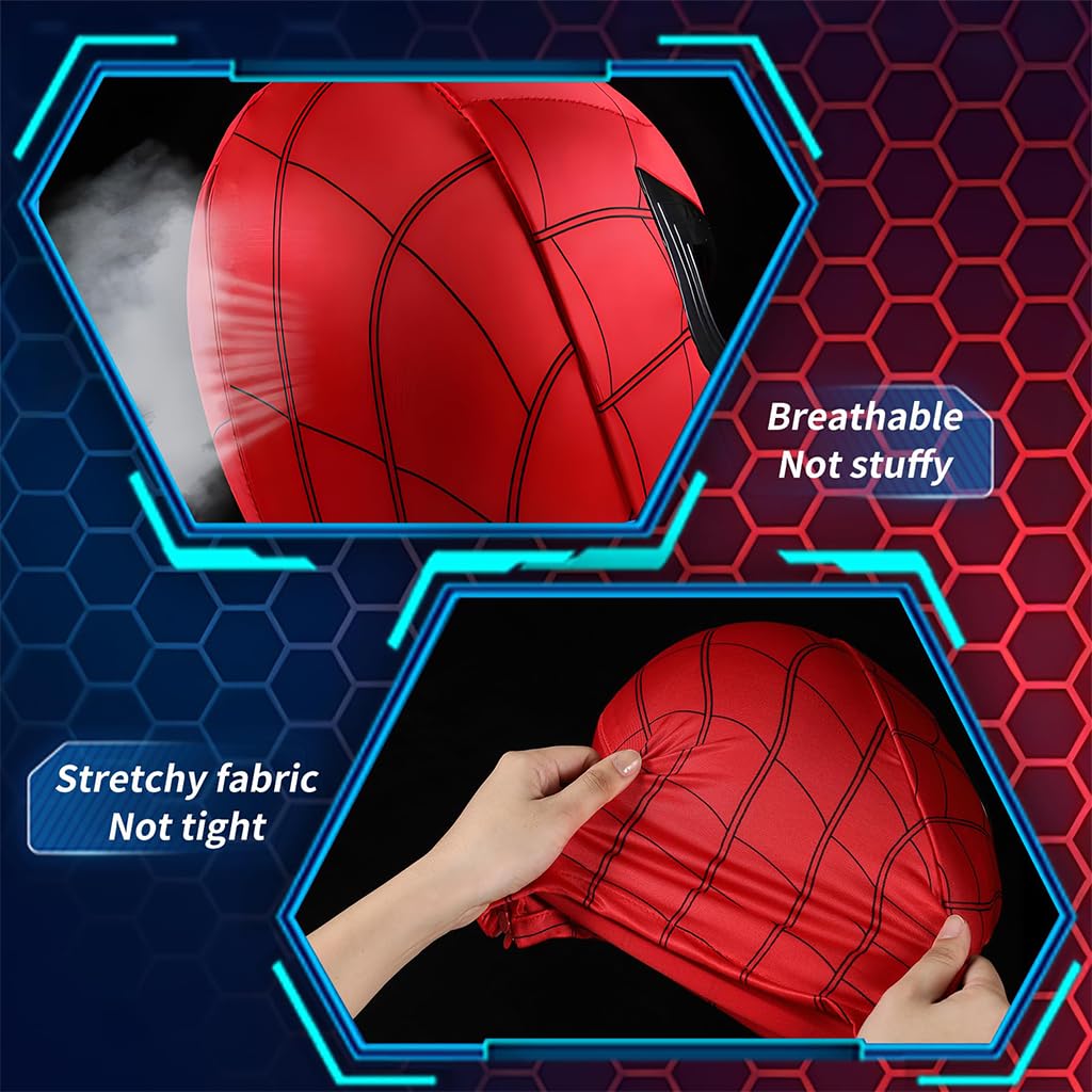 FANCYKU Halloween Mask Cosplay Spider Man Mask with Illuminated Moving Eyes Elastic Spider Man Mask for Kids Adults Party Dressing Up Prop Halloween Dress Up Mask Gift for Kids FANCYKU Halloween Mask Cosplay Spider Man Mask with Illuminated Moving Eyes Elastic Spider Man Mask for Kids Adults Party Dressing Up Prop Halloween Dress Up Mask Gift for Kids